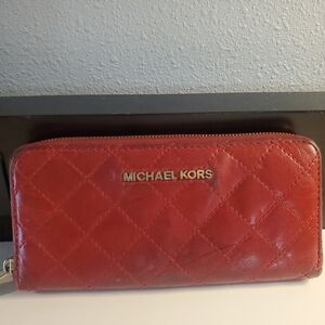 Michael Kors Red Quilted Wallet